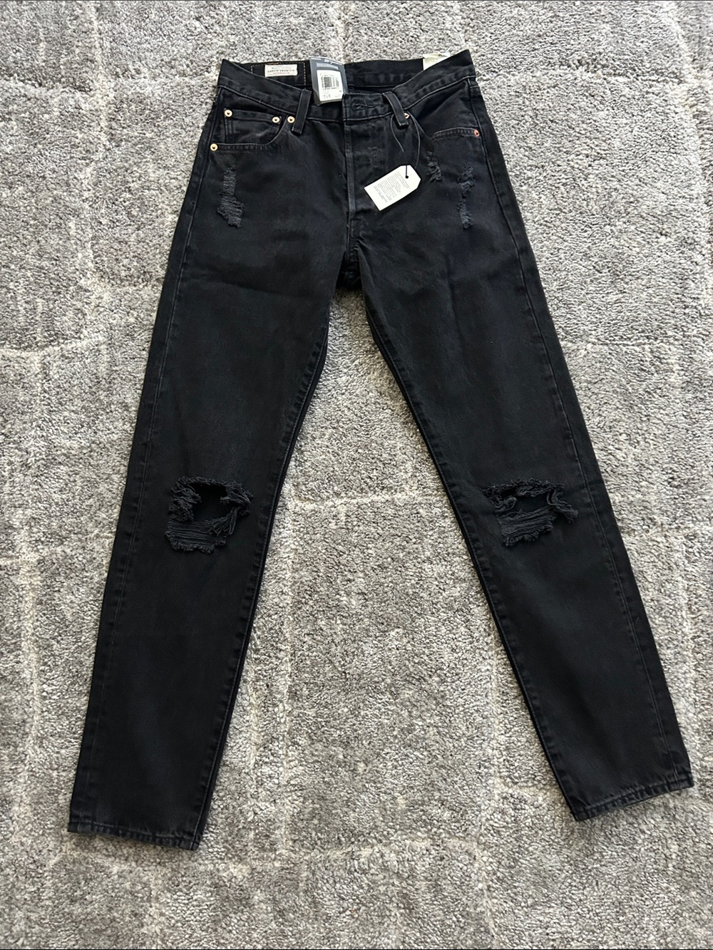 Levi's Black Slim Straight Distressed Jeans